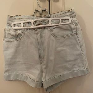 American Apparel light wash high-waist denim shorts